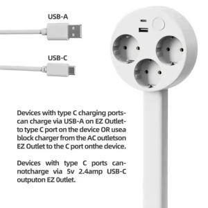 EU 전기 콘센트 확장 플러그 벽 소파 뒤, 침대 옆 탁자, 책상용