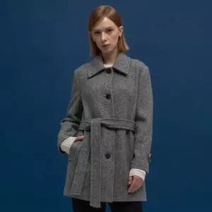 [르샵블랑](하남점)벨티드 헤링본 트위드 싱글 하프 코트-L1G41WCT800