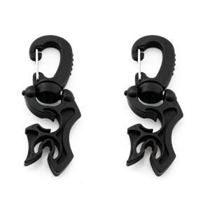 클립 스노클링 더블 BCD 레귤레이터 리테이너 버클 후크 스쿠버 다이빙 액세서리가 있는 멋진 2pcs 호스 홀더, 블랙