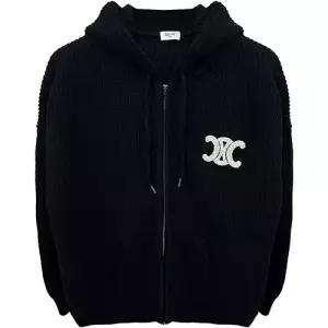 [명품] 트리옹프 자수 리브드 울 후드 집업 가디건 블랙 남성 자켓 RY0JF0ZTQ 3.