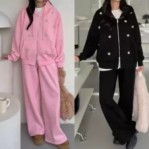 여성 루즈핏 양기모 진주 후드집업 팬츠 상하세트 겨울 데일리 트레이닝복