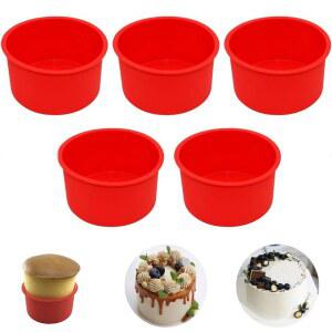 4인치 실리콘 미니 몰드 원형 케이크 팬 재사용 가능 머핀 컵케이크 레이어 치즈 케이크용 주방 도구