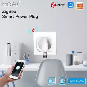 Moes-ZigBee Tuya 소켓 전원 플러그 16A 스마트 앱 무선 소켓 콘센트 기능성 에너지 모니터 타이머 Alexa G