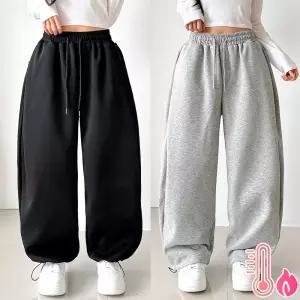 [매일입는교복바지] 기모 옆절개 와이드 겨울바지 트레이닝팬츠 사이드턱 데일리룩 