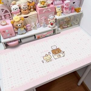 리락쿠마 곰 가죽 책상 패드 마우스 보호대 미끄럼 방지 대형 및 사무실용 PC 노트북 매트