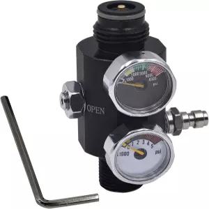 Aopkeo 조절 가능한 압축 공기 조절기 듀얼 게이지 공압 밸브 입력 4500psi 출력 0에서 3000psi M18*1.5 5