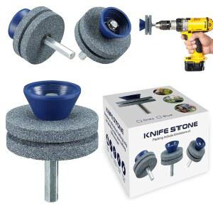 뉴 유니버설 내마모 잔디깎이 칼날 연마기 모든 파워 드릴 핸드 드릴을 위한 고품질 이중 레이어 코룬덤 그라인드스톤은 쉬운 손상이 아닙니다- 회색