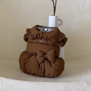 애완 동물 가을/겨울 공주 보우 코트 버블 스커트 가을/겨울 의류 견인 따뜻함 작은 개를위한 개 옷 강아지