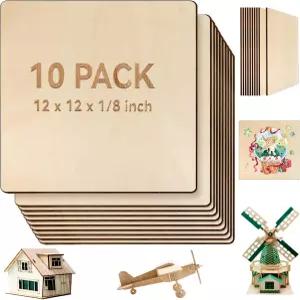 FSWCCK 10팩 3MM 1/8 x 12 크래프트 우드 합판 보드 베이스우드 시트 DIY 프로젝트 드로잉 페인팅 버닝