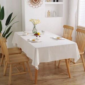흰색 직사각형 목화 식탁보 빨 수있는 웨딩 파티 주방 식사 테이블 커버 거실 장식 탁상 생일