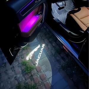 재규어 XE F-TYPE X358 XK X150 XJ LED 자동차 도어 웰컴 프로젝터 고스트 섀도우 라이트 액세서리 2개