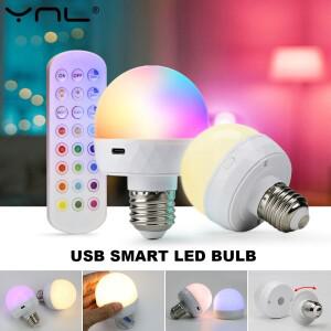 RGB LED 전구 USB 5V 충전 스마트 원격 제어 디밍 가능 침실 머리맡 거실 바 조명기구