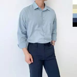 정장남방 남자셔츠 무지 옥스포드 오버핏 스트라이프 (WFJ4XQT)