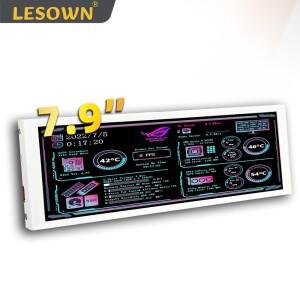 터치스크린LESOWN 바 디스플레이 79 인치 흰색 LCD 와이드 미니 하위 화면 HD IPS 터치 400x1280 Aida64 모