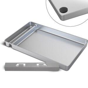 펫세이프-스쿱과 호환되는 재사용 가능한 쓰레기 트레이, 셀프 클리닝 고양이 쓰레기통 업그레이드 클립온 디자인 폐기물 연장기, 미끄럼 방지 고무, 스테인리스 스틸은 냄새를 흡수하지 않으며 청소가 더 쉽습니다