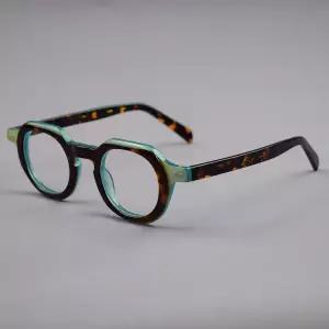 뿔테 안경 패션 편안한 가벼운 일본 두꺼운 프레임 플레이트 안경테 와이드 엣지 레트로 컬러 블록 수제