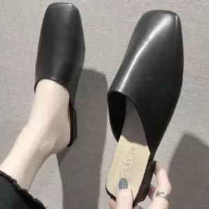 여성용 뮬 슬리퍼 사각코 여자 신발 편안한 홈 여름용 (WFJ4ZPY)