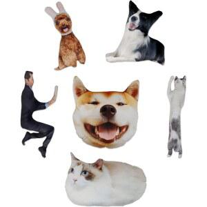 맞춤형 반려동물 사진 플러시 쿠션 - 개인 맞춤 동물 모양 양면 독특한 테두리 쿠션, 베개, 없음, 흰색 못생긴