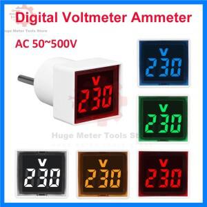 AC 220V/230V 범용 사각형 유럽 플러그 유형 가정용 LED 디스플레이 디지털 AC 전압계 표시기 전압 AC 50V-