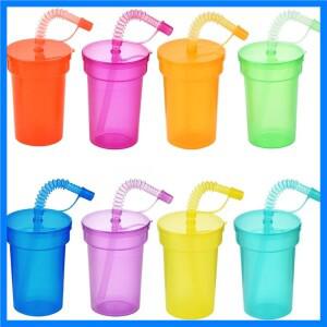 8/16 Pcs 누출 방지 뚜껑과 빨대가 있는 다채로운 마시는 컵 텀블러 - 여름 여행 휴가를 위한 이상적인 어