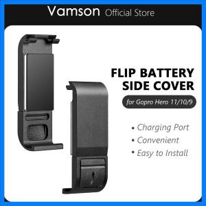 GoPro Hero 12 11 10 9 용 Vamson 플립 배터리 측면 커버 Go Pro 12 액세서리 용 탈착식 배터리 도어 뚜껑