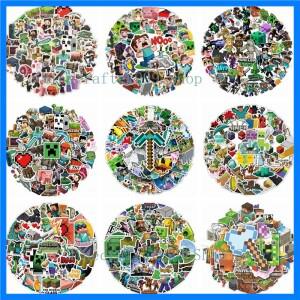 Minecraft 게임 마이 월드 만화 스티커 마이닝 파크 스티브 크리퍼 Tnt 장식 방수 스티커 어린이 장난감 50