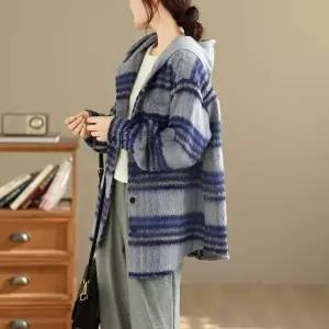 호빵걸 여자 키작녀 체크 셔츠 추동 플란넬 배색 후드 도톰 형 캐주얼 재킷 꾹4