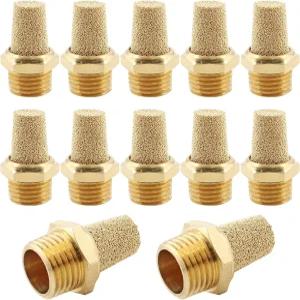 지오제르미 12개 공기 공압 머플러 소음기 황동 배기 1/4 NPT 남성 피팅