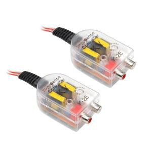 [미국배송] 크라이노드 2 PCS 차량 고주파저주파 출력 변환기 스피커 출력에서 RCA 라인 제어 오디오 신호 어댑터 CD 플레이어 고저변형 배선 범용 자동차(투명)