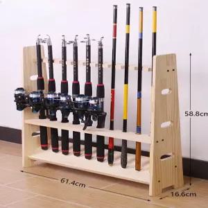 낚시대 릴 로드 스탠드형 거치대 우드닷 낚싯대 낚시대거치대 낚시대보관 원목 낚시받침틀
