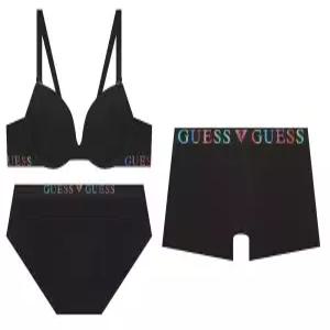 게스언더웨어 면모달 컬러로고 캐주얼 남여커플세트BK(GDWBRA11DRA11)