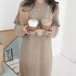 도톰 롱 니트원피스 겨울 데일리 원피스 4컬러