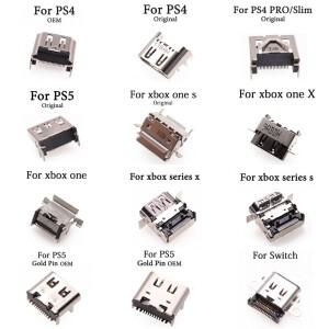[호환품]HDMI 호환 충전 포트 PS5 PS4 프로 슬림용 Xbox 시리즈 S X 파워 잭 소켓 커넥터 One Slim & Switc