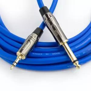 [HDTOP] 국산 메탈 3.5 스테레오 5.5 모노 케이블 블루 0.5M HT-TP3709