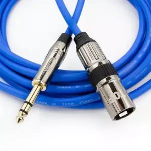 [HDTOP] 국산 메탈 5.5스테레오 XLR수 마이크케이블 블루 0.5M HT-TP3854