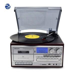 시디플레이어 레트로 비닐 다기능 레코드 플레이어 턴테이블 축음기 AM/FM 라디오 CD 카세트 포함