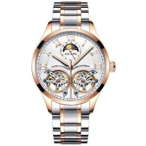 빙어 아일랑 남성용 스켈레톤, 듀얼 밸런스 휠이 장착된 자동 기계식 시계 시청