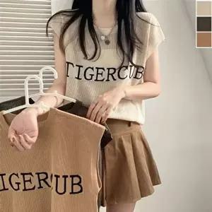 민소매 인기 시스루 레터링 니트 1P 데일리 여름 티셔 (KYR-WFGUD5P)