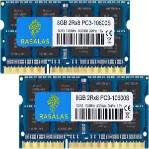 Rasalas 16GB 키트(2x8GB) DDR3 1333MHz SODIMM PC3-10600 CL9 204핀 비완충 노트북 RAM 메모리 업그레이드