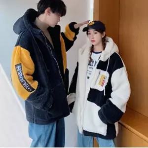 [모로엠]커플 플리스 후드 남성 겨울 점퍼 ON-JUA-QW9749BC