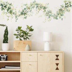 RoyoLam Green 덩굴 벽 데칼 탈착식 잎사귀 식물 비닐 스티커 거실 침실 및 욕실 장식 필 앤 스틱 아트