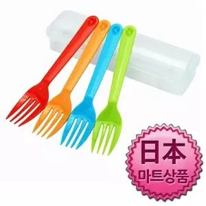 일본마트상품 휴대용케이스 포크세트 4P 포크 도시락 도시락포크 유아식기