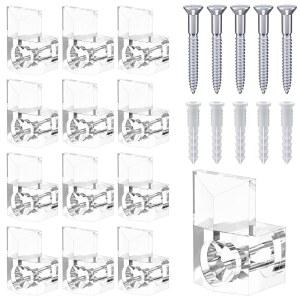 BAGTeck 미러 홀더 클립 키트 22세트, 크리스탈 클리어 플라스틱 3개/8개, 유리 리테이너 키트, 나사가 달린 걸이 및 고정 박스 도어