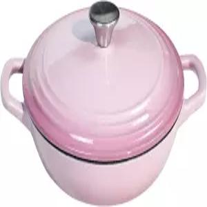 플라베크 브 에나멜 주철 2.25 qt 팬(뚜껑 핑크 얕은 카세롤 팬 헨델 포함)