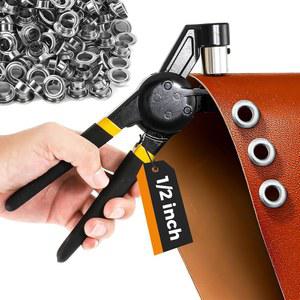 빔노바 그로밋 도구 키트 1/2인치(12mm) 핸드 프레스 플라이어 키트, 500 용품, 타프 가죽 캔버스용 휴대용 아일렛 세터