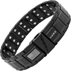 히어로 컴퍼니 티타늄 자석 팔찌 - 링크 제거 도구가 있는 에이브럼스 썬더볼트 탱크 테라피