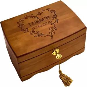 맞춤형 나무 주얼리 박스 여성 소녀 잠금장치와 열쇠가 있는 이중레이어 빈티지 정리함 그녀 예술가 어르신