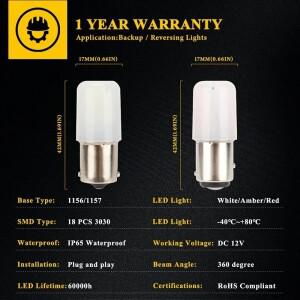 루보식 2개 P21W LED 1156 BA15S 5W R10W 자동차 방향지시등 후진등 12V 백색 적색 황색 18SMD 3030 전구