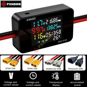 자동차 12V 24V 배터리 충전 감지기 LCD 컬러 스크린 볼트미터 암페어미터 전력계 전류 전압 모니터링 XT90