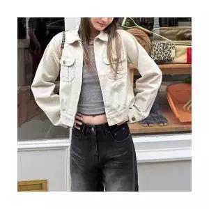 엘럽 여자 야구 점퍼 가을 겨울 투포켓 지퍼 트윌 데님 코트 쇼트 재킷 미니멀 원템4